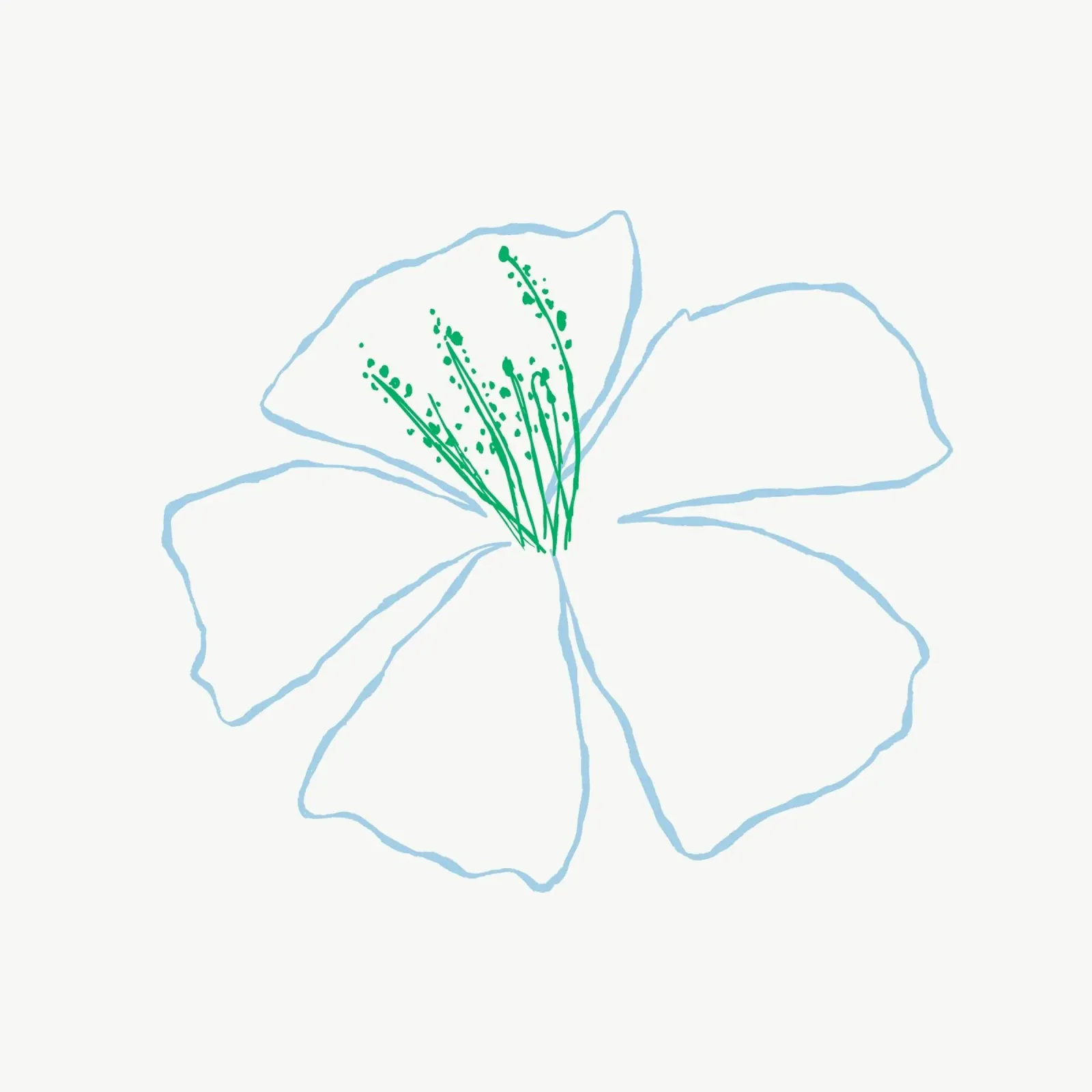 Fiore bianco minimalista al centro del verde - Prin botanico moderno poster con telaio in alluminio da NorwesClub
