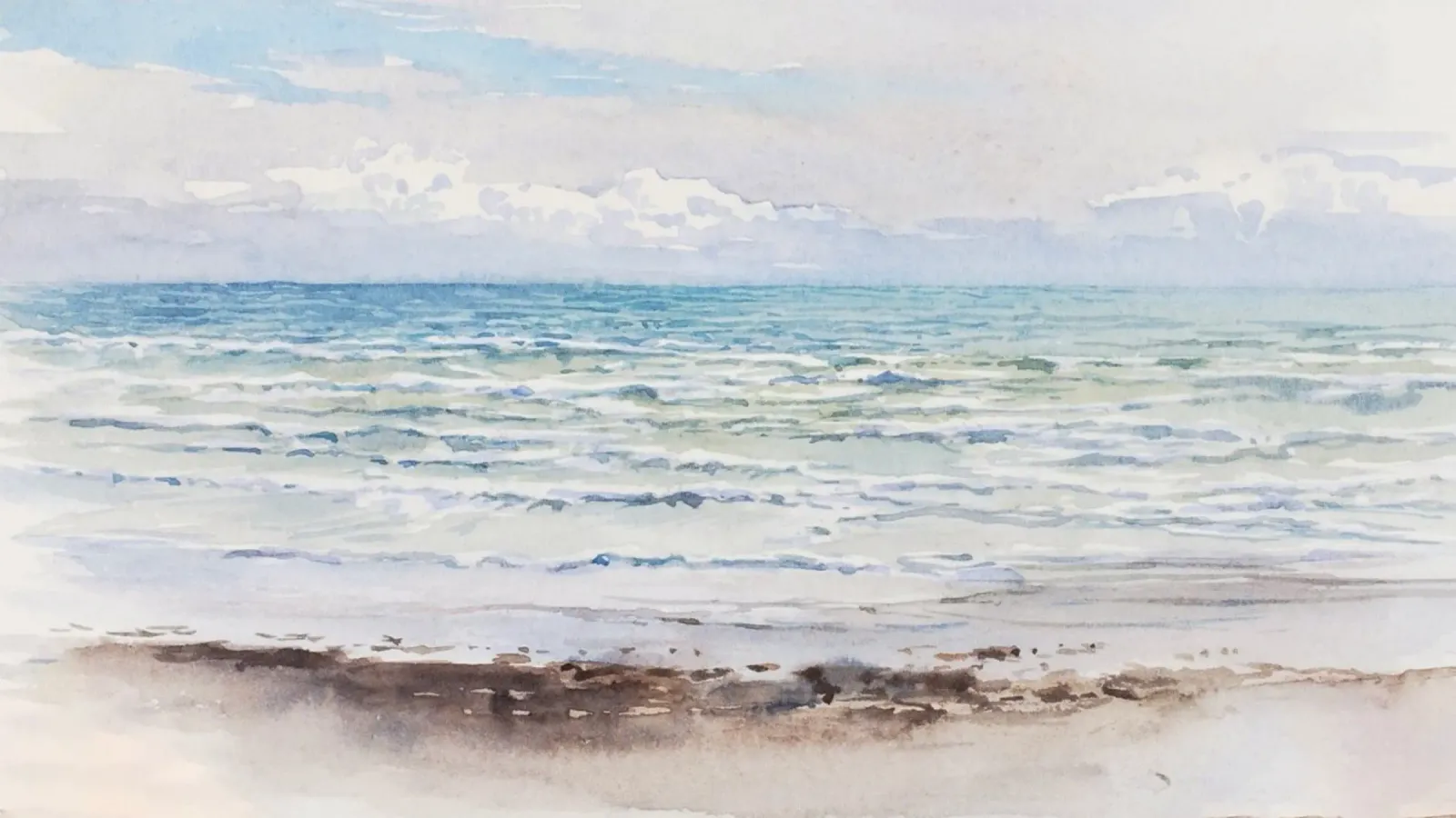 Serene Ocean Waves - Impressionist Aquarell Seestück Hahnemühle von NorwesClub