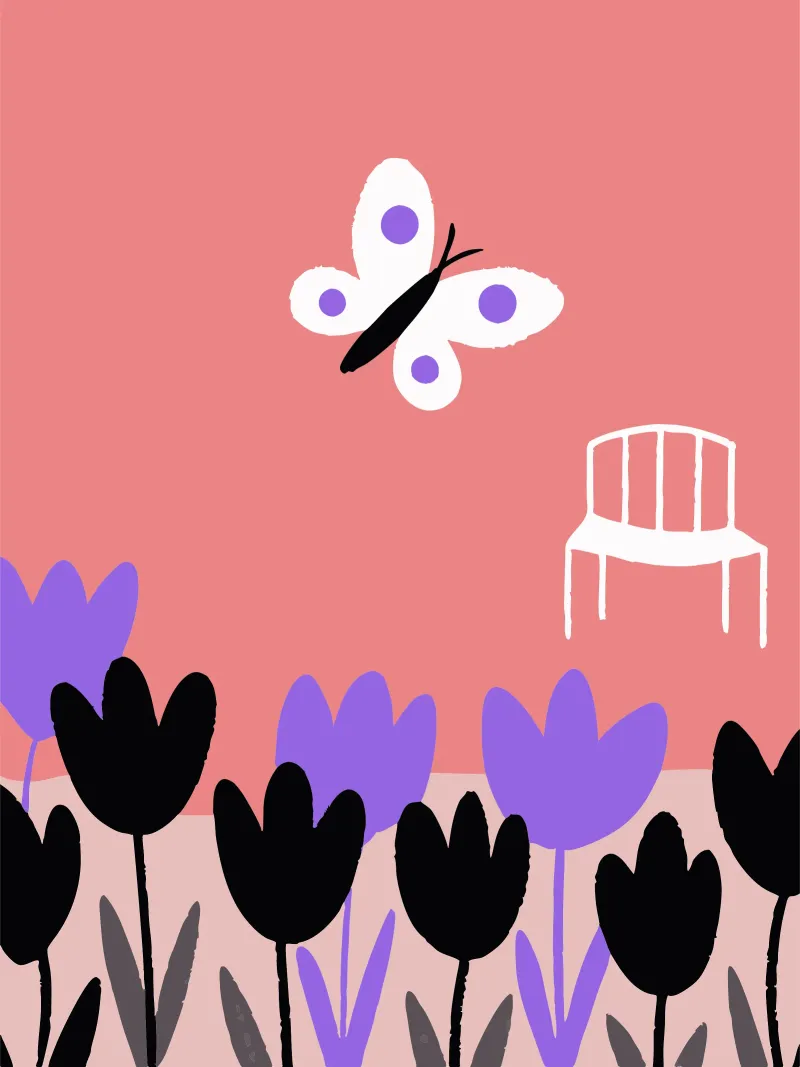 Fiori e farfalle poster con telaio in alluminio da TRENDY POSTER SHOP