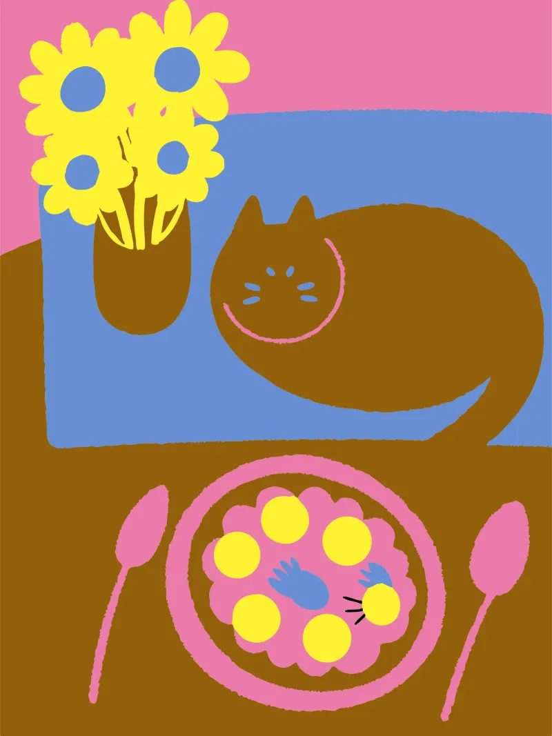 Fiori e cibo per gatti pellicola backlit da TRENDY POSTER SHOP