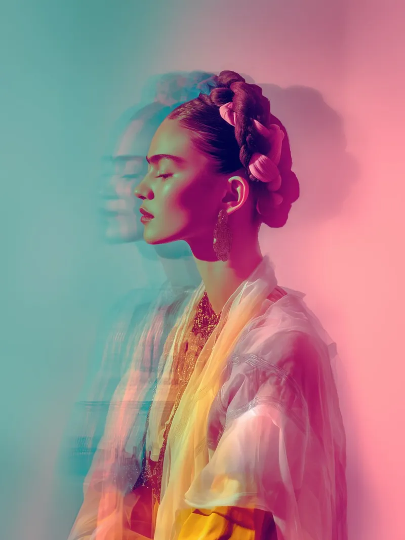 Holografische Frida poster van Carinaprint