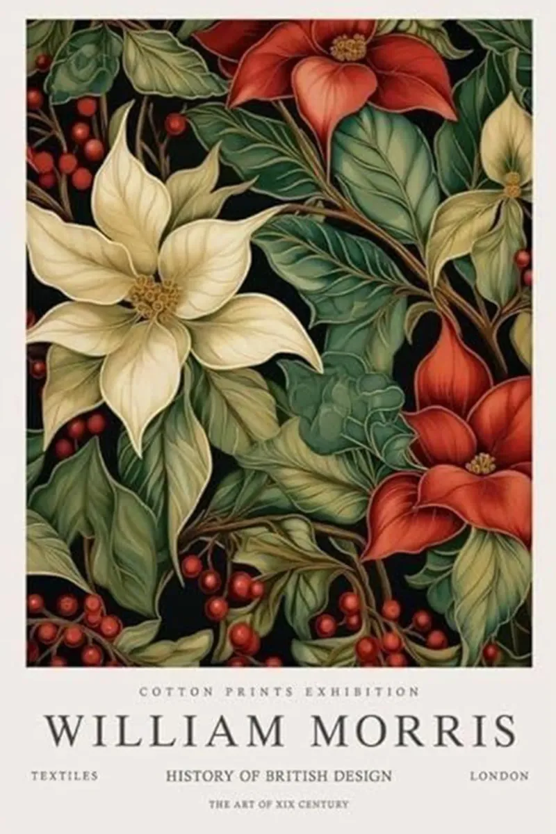 grappoli di bacche fiori rossi william morris poster da komo store