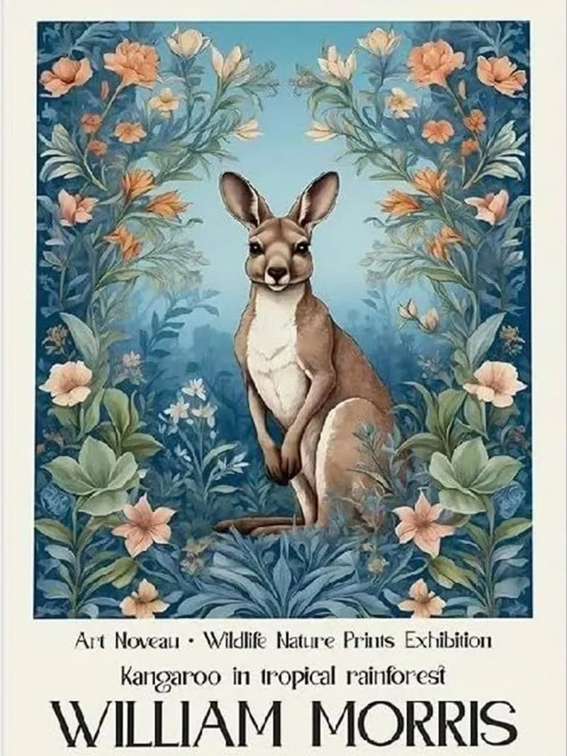 kangaroo in the middle of the forest william morris hahnemühle by komo store