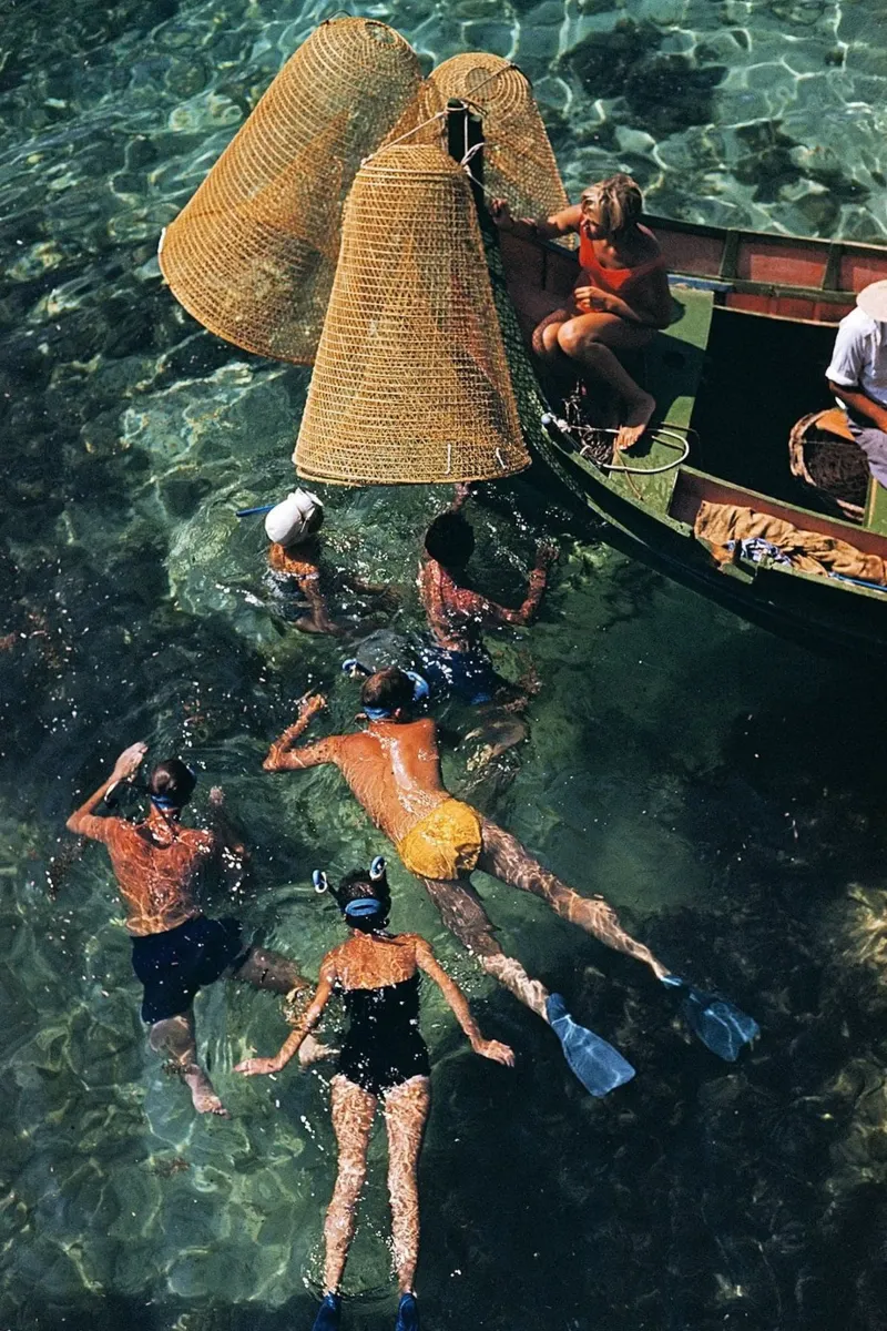 Snorkeling a Malta - Slim aarons pellicola backlit da Chrisvintage