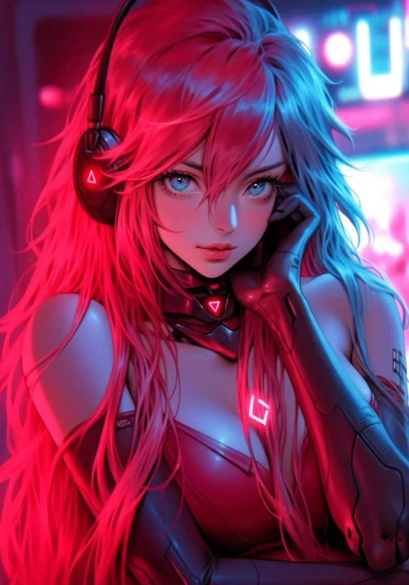 Beautiful Cyberpunk Anime Girl hahnemühle by Fleur de Lys