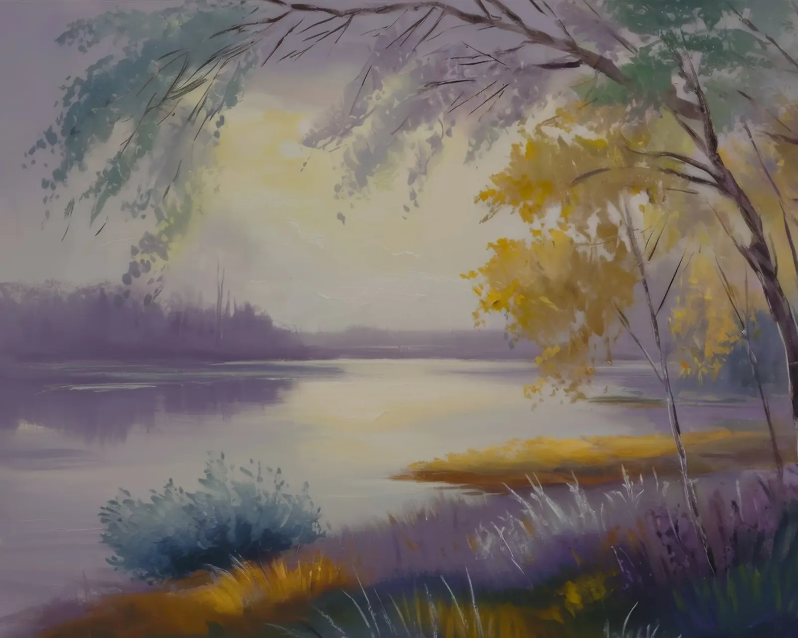 Mattina sul lago nebbioso pellicola backlit da Radiance Landscape