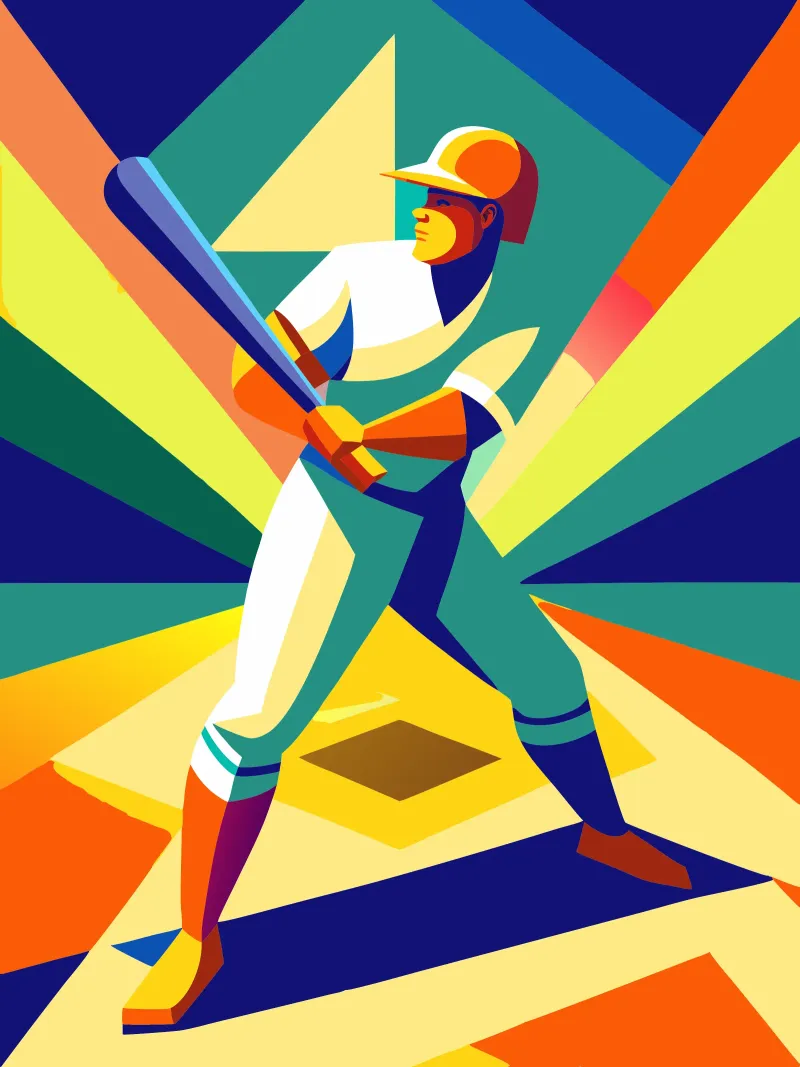 giocatore di baseball sport immaginazione vettoriale tela con Cornice a cassetta da Faiza