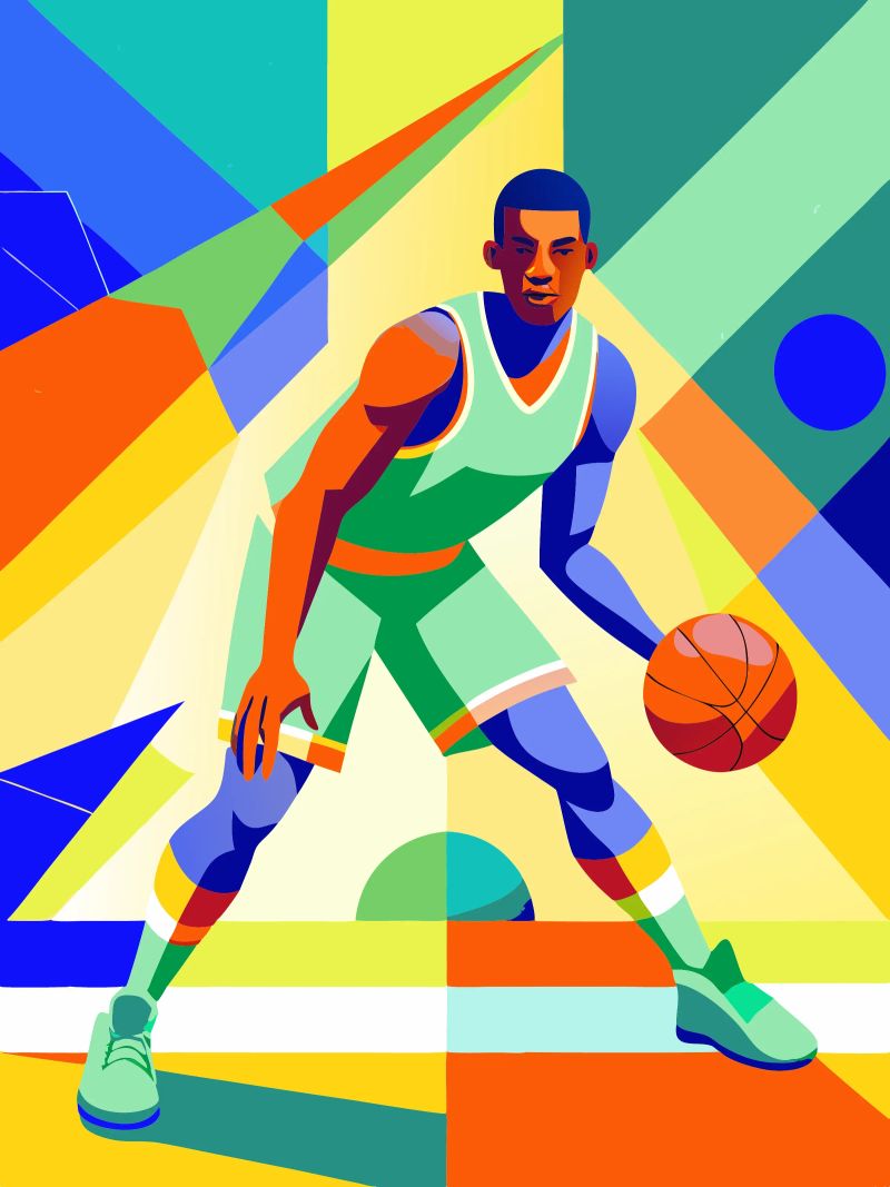 joueur de basket-ball sport vecteur d'imagination poster de Faiza