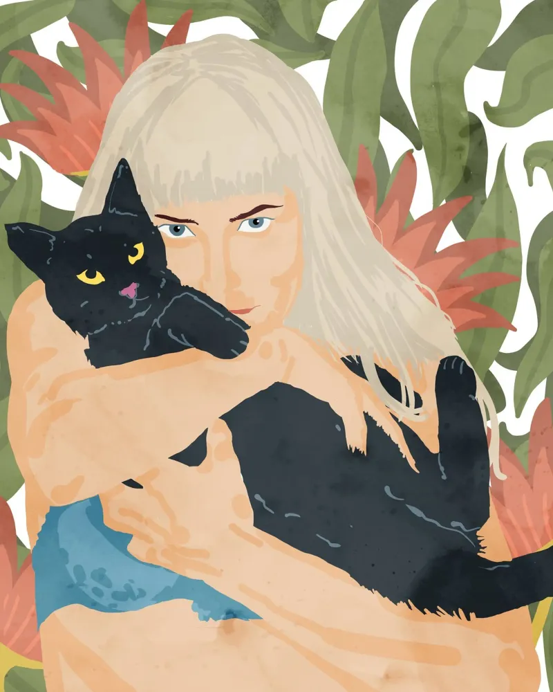 La signora dei gatti poster con telaio in legno da 83oranges