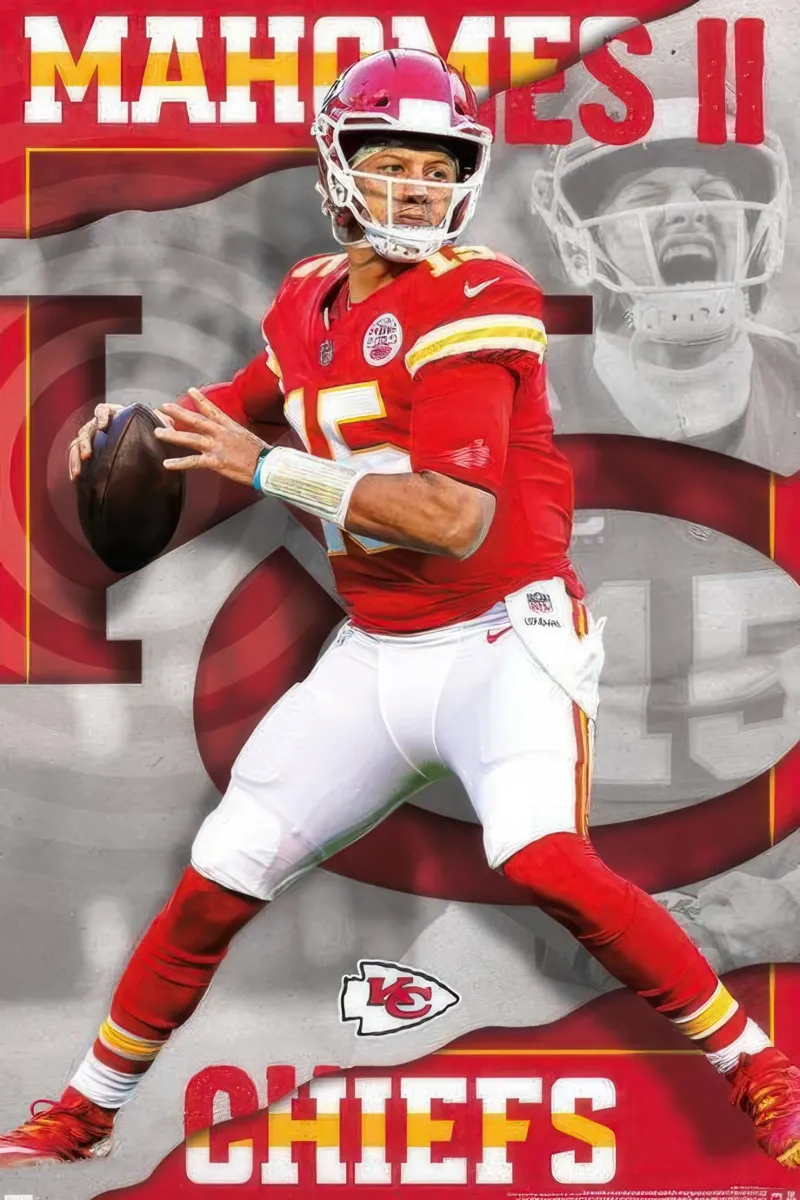 NFL Kansas City Chiefs - Patrick Mahomes II 22 poster con telaio in legno da nice sport