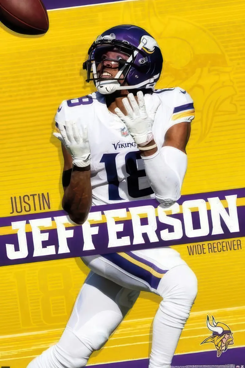 NFL Minnesota Vikings - Justin Jefferson 22 pellicola backlit da nice sport