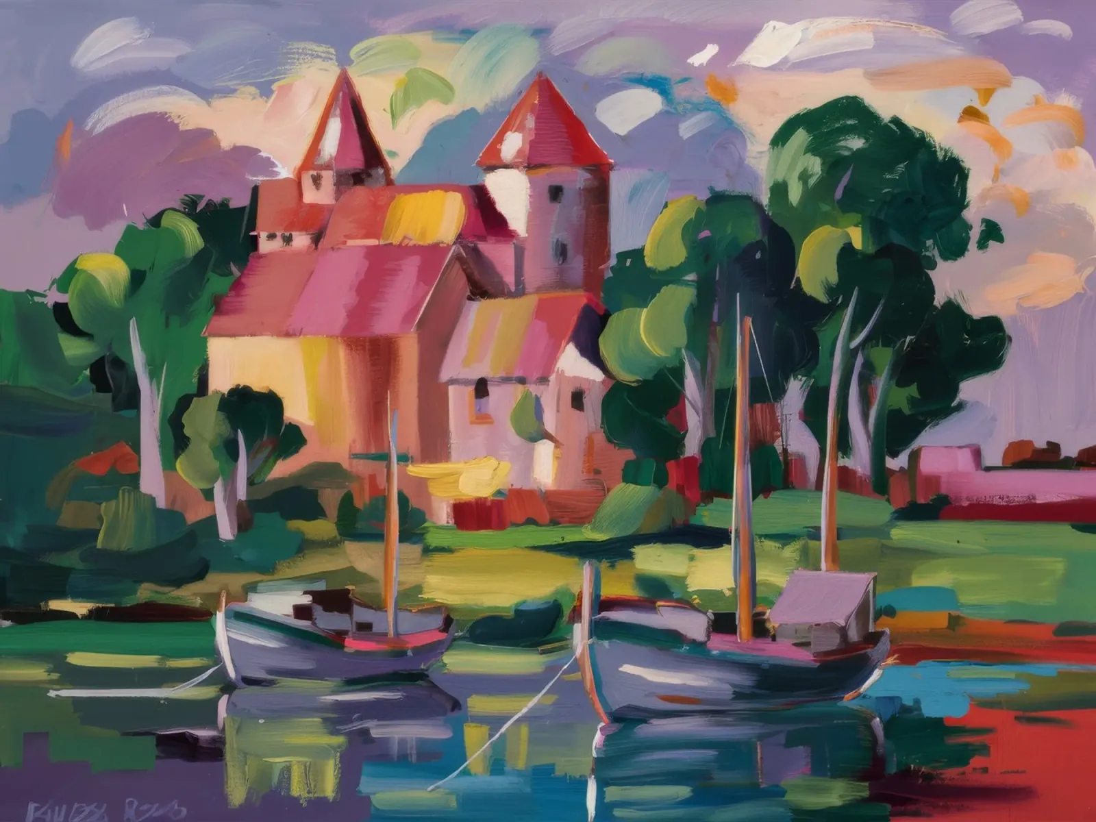 Il sogno del castello sul lago poster da Radiance Landscape