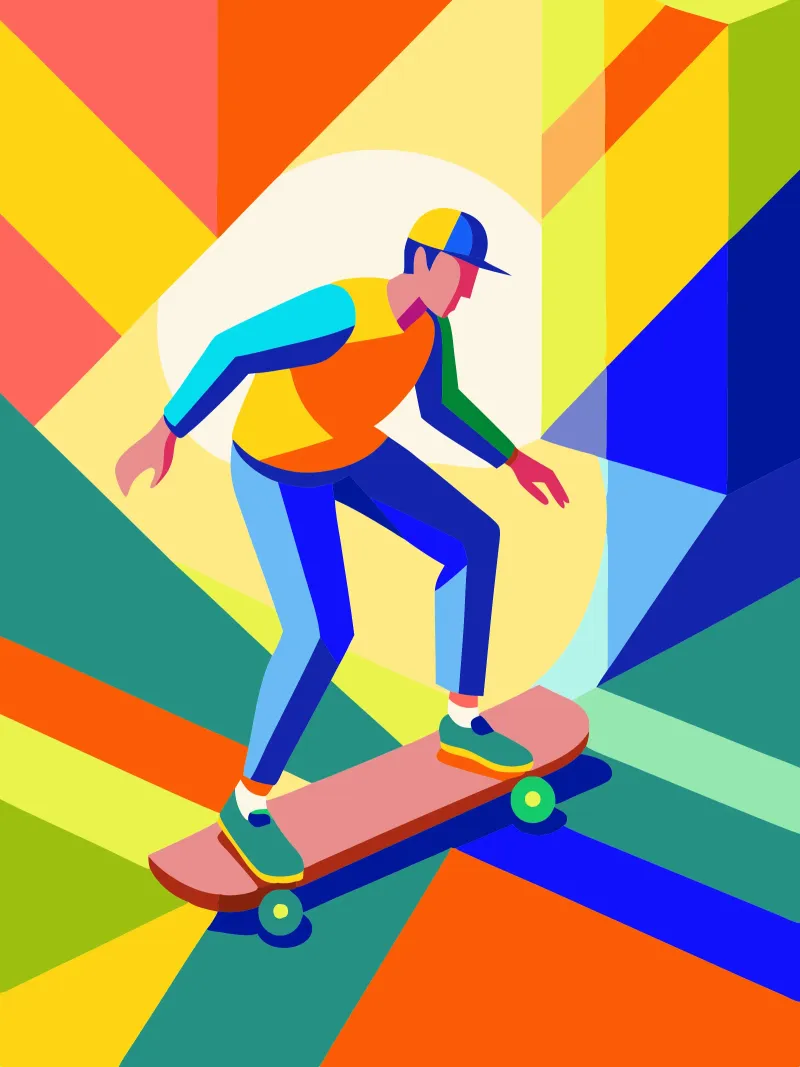 skateboarding player sport vector imagination alu-dibond by Faiza
