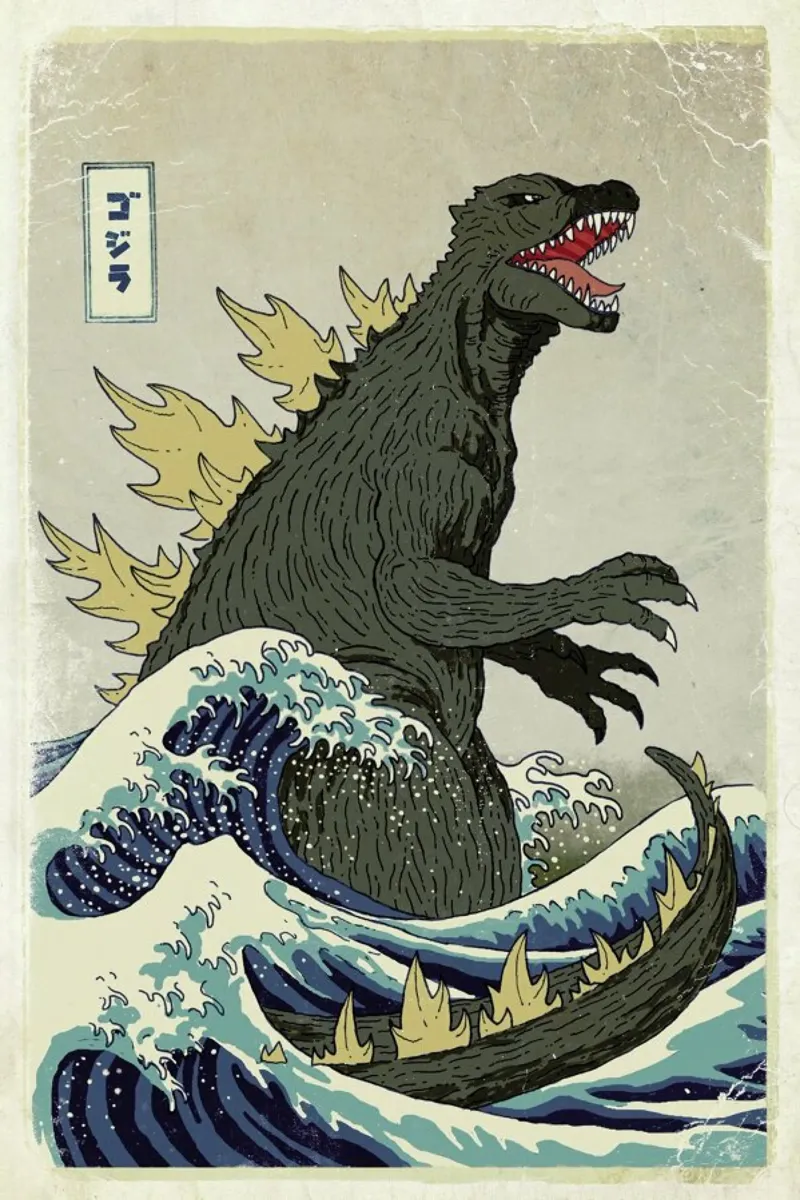 The Great Godzilla off Kanagawa pellicola backlit da DinoMike