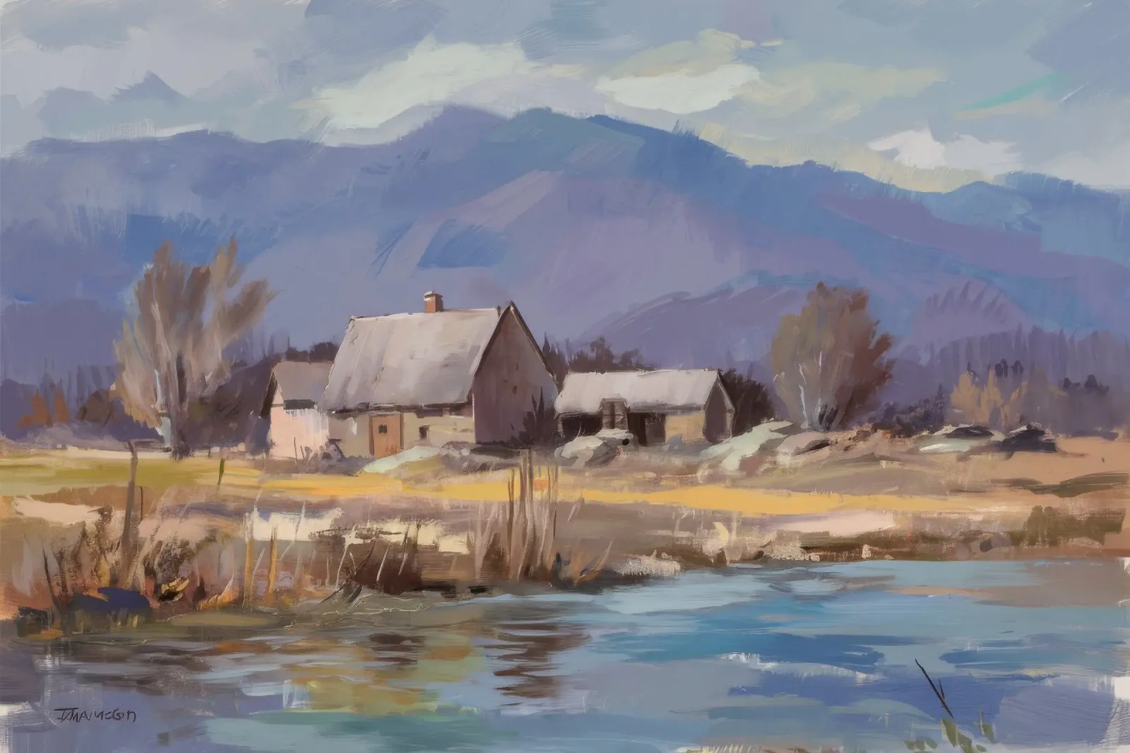 Fiume Homestead Inverno pellicola backlit da Radiance Landscape