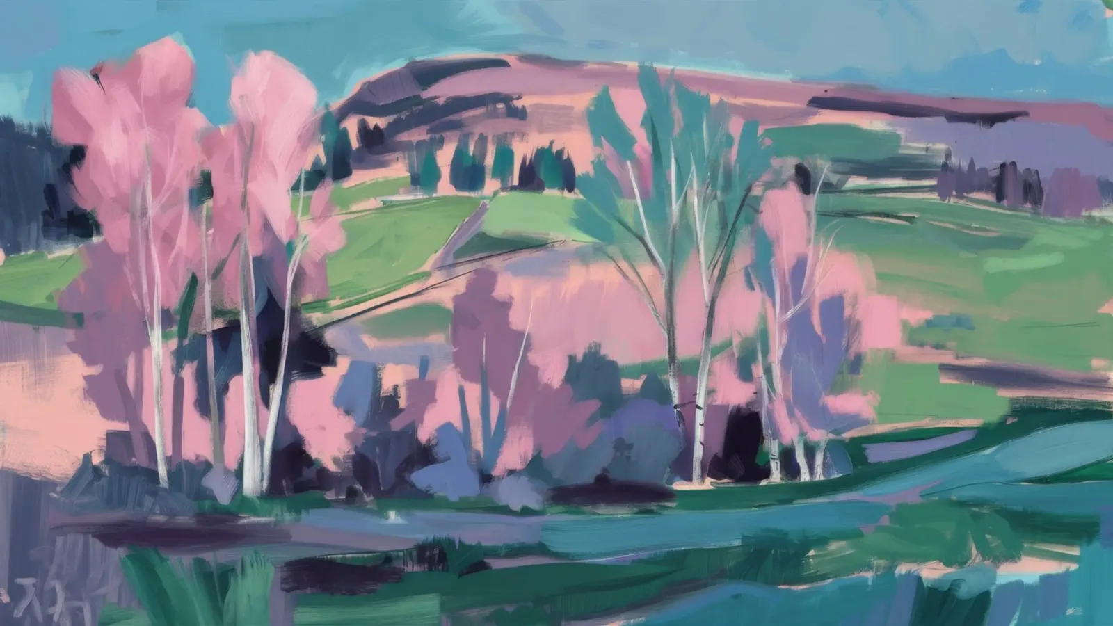 Fiume in fiore pastello pellicola backlit da Radiance Landscape