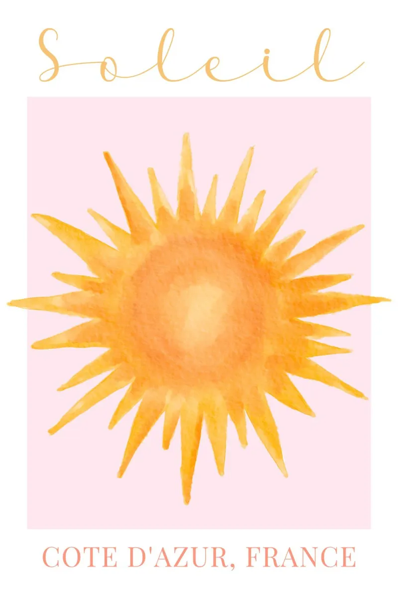 Soleil Print, Reis Poster, Zomer Print canvas met Baklijst van Bella Studio