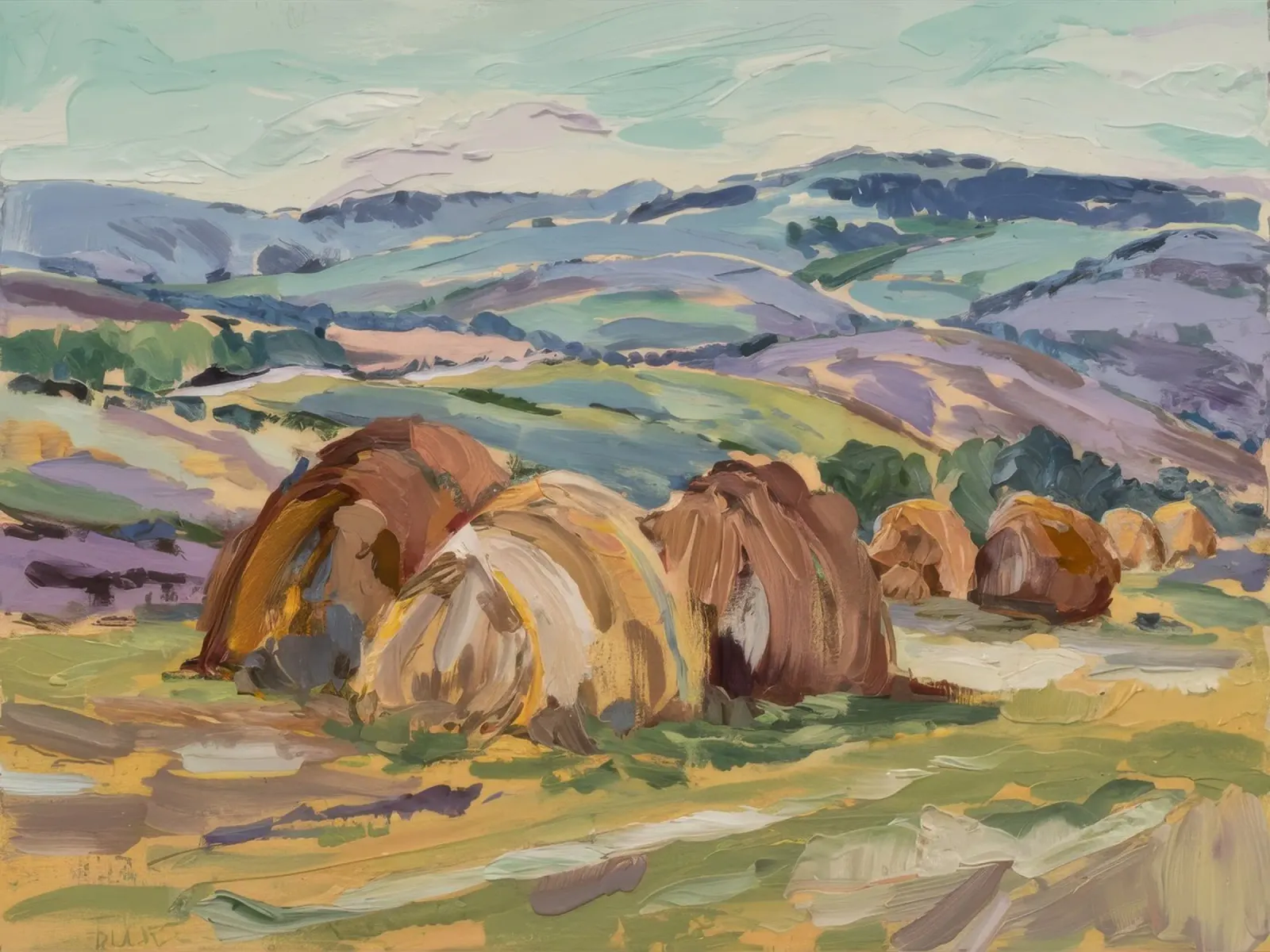 Haystacks' Sunny Repose poster by Radiance Landscape