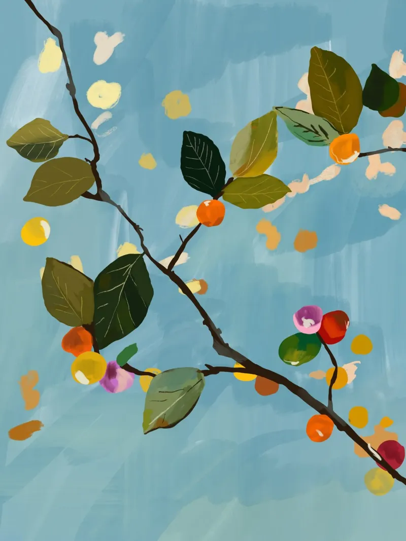Ramo di frutta a ciliegia I carta hahnemühle da ThingDesign