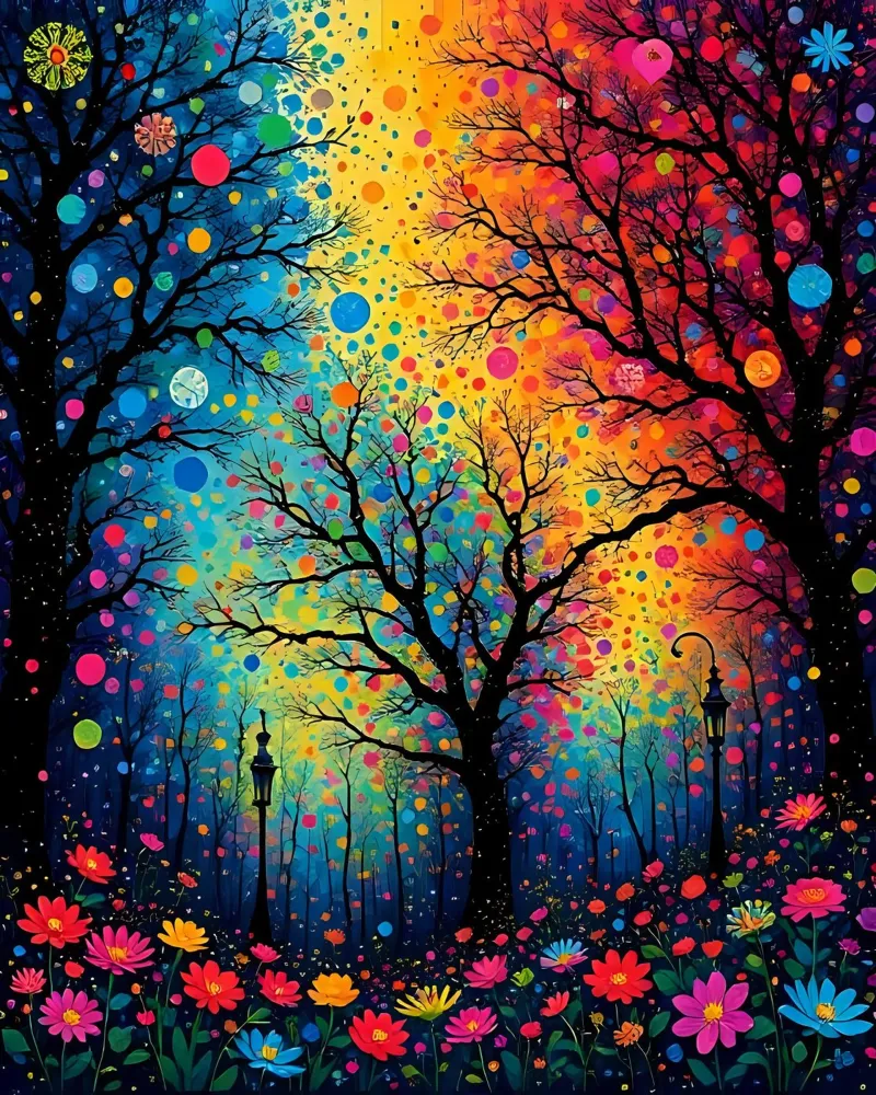 Pittura di notte_4 poster con telaio in legno da Farb- und Blütenzauber by LK