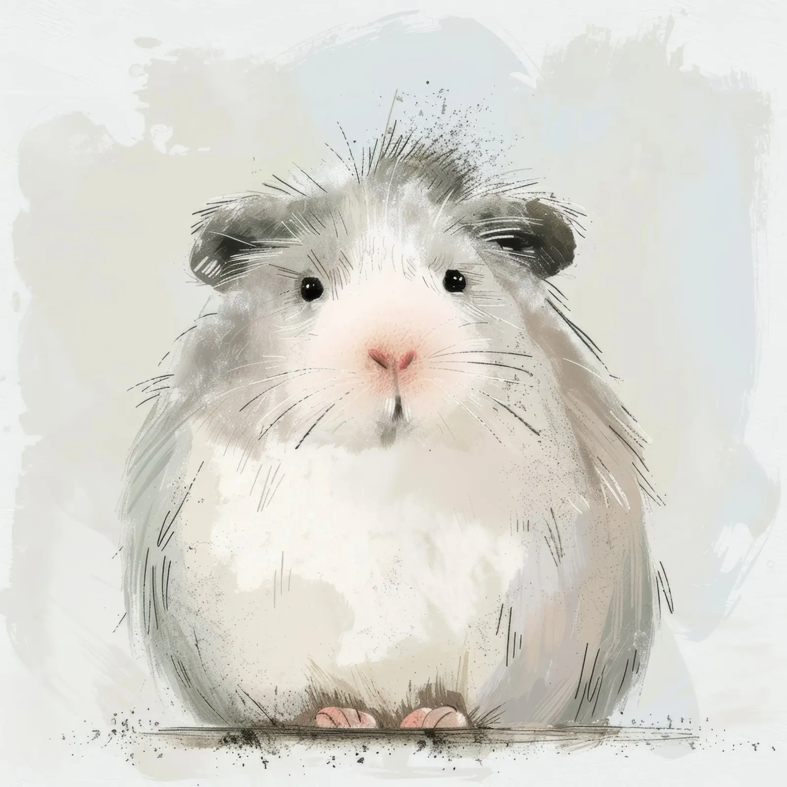 Grey Guinea Pig: Soft and Fluffy canvas by DesignDoodle