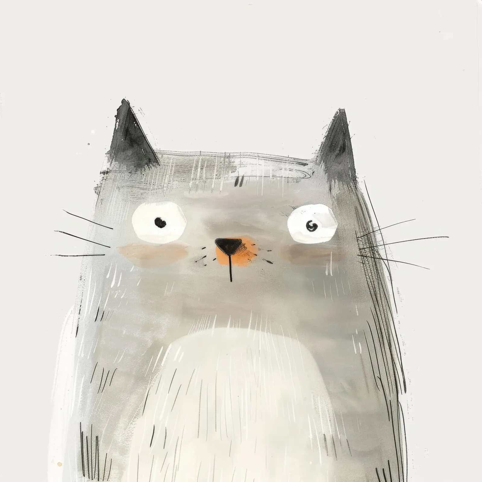 Mysterious Grey Cat in Modern Art canvas by DesignDoodle