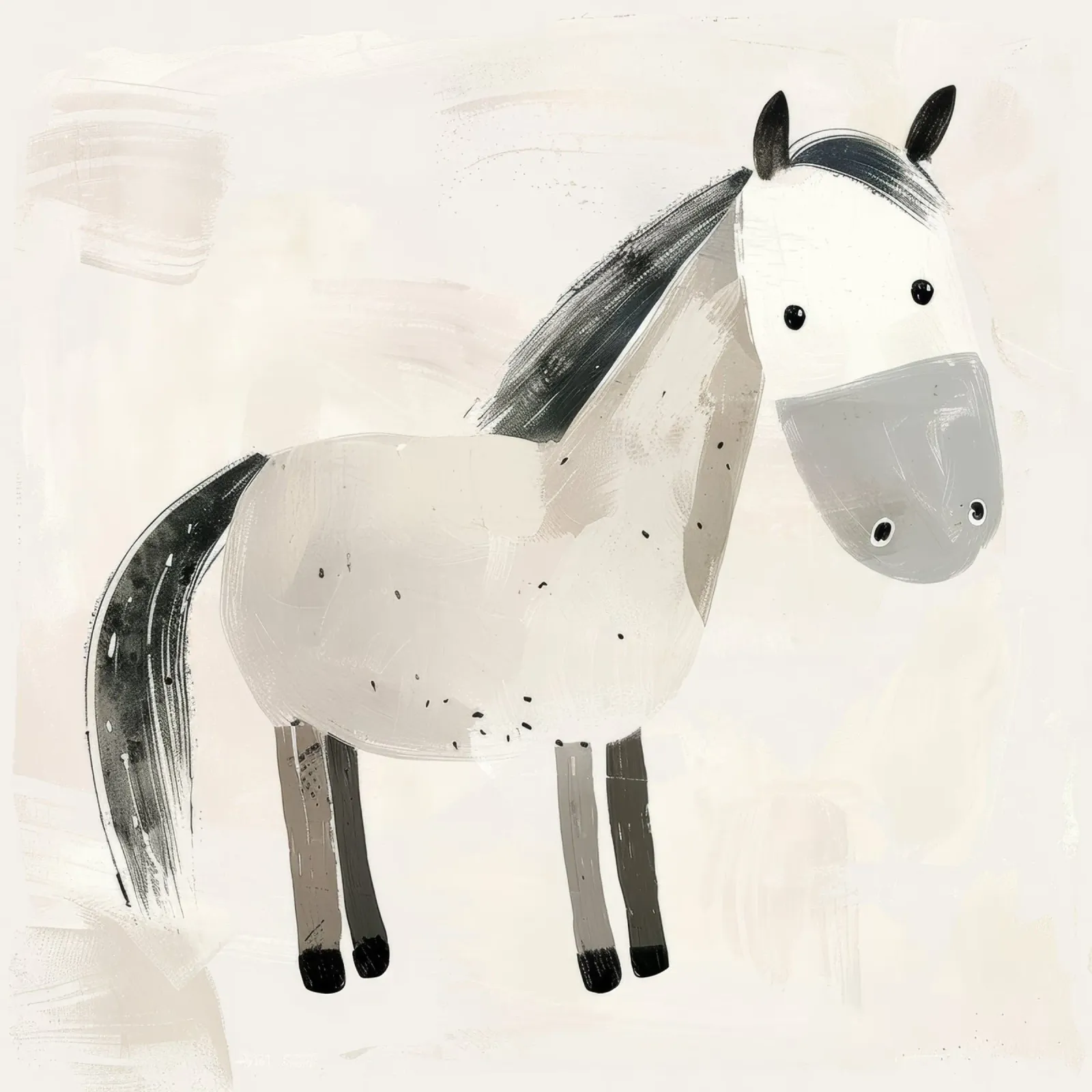 Illustrazione di un cavallo grigio stravagante poster con telaio in legno da DesignDoodle