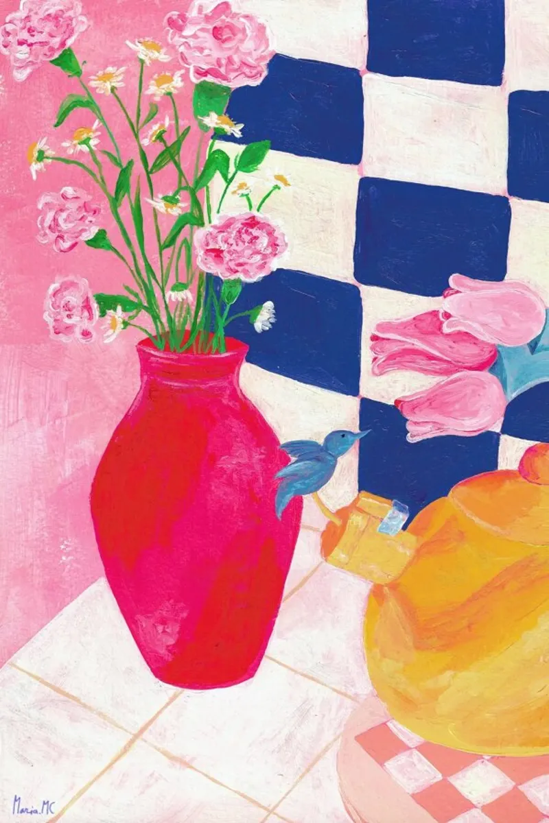 A Teapot And A Wild Bouquet pellicola backlit da Berserk Prints by Maria M.C.
