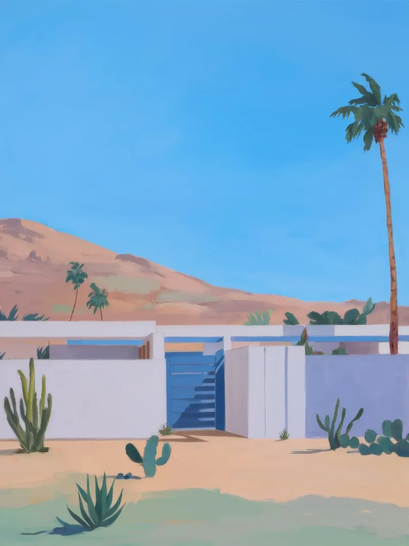 La quiete del deserto azzurro poster con telaio in legno da Infinite Chroma