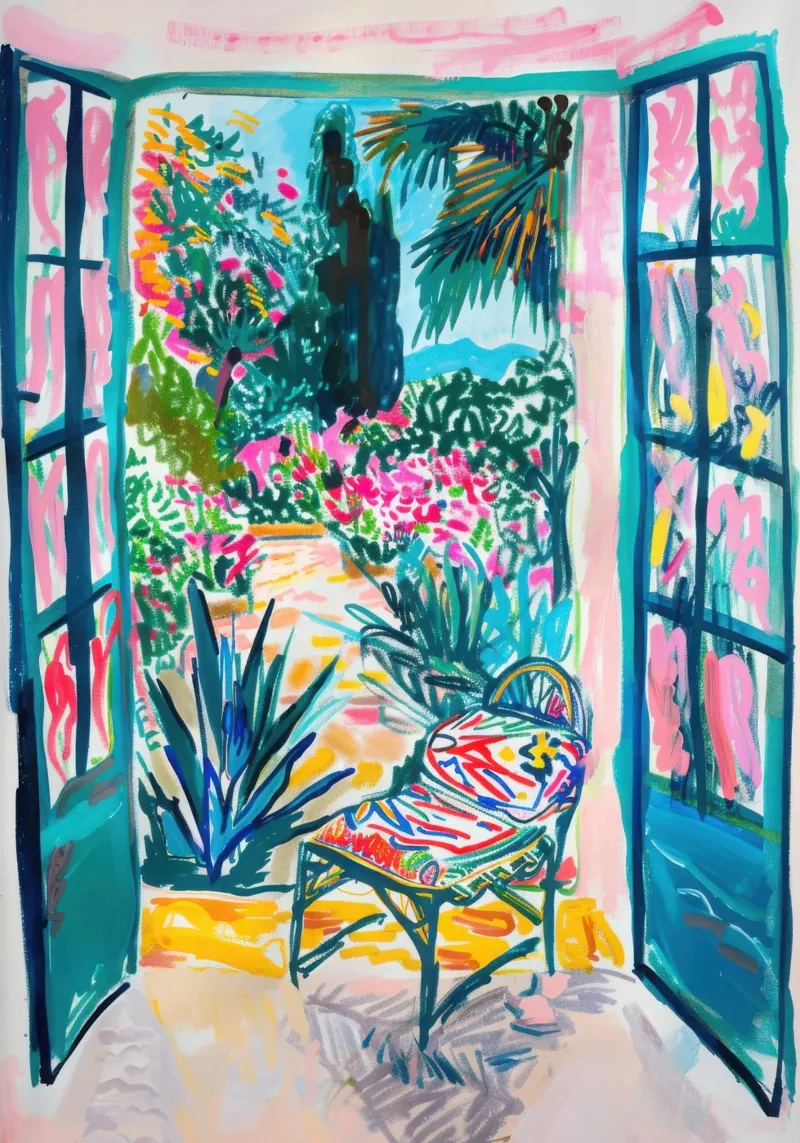 Open door with a tropical view alu-dibond by Nikis Art Studio