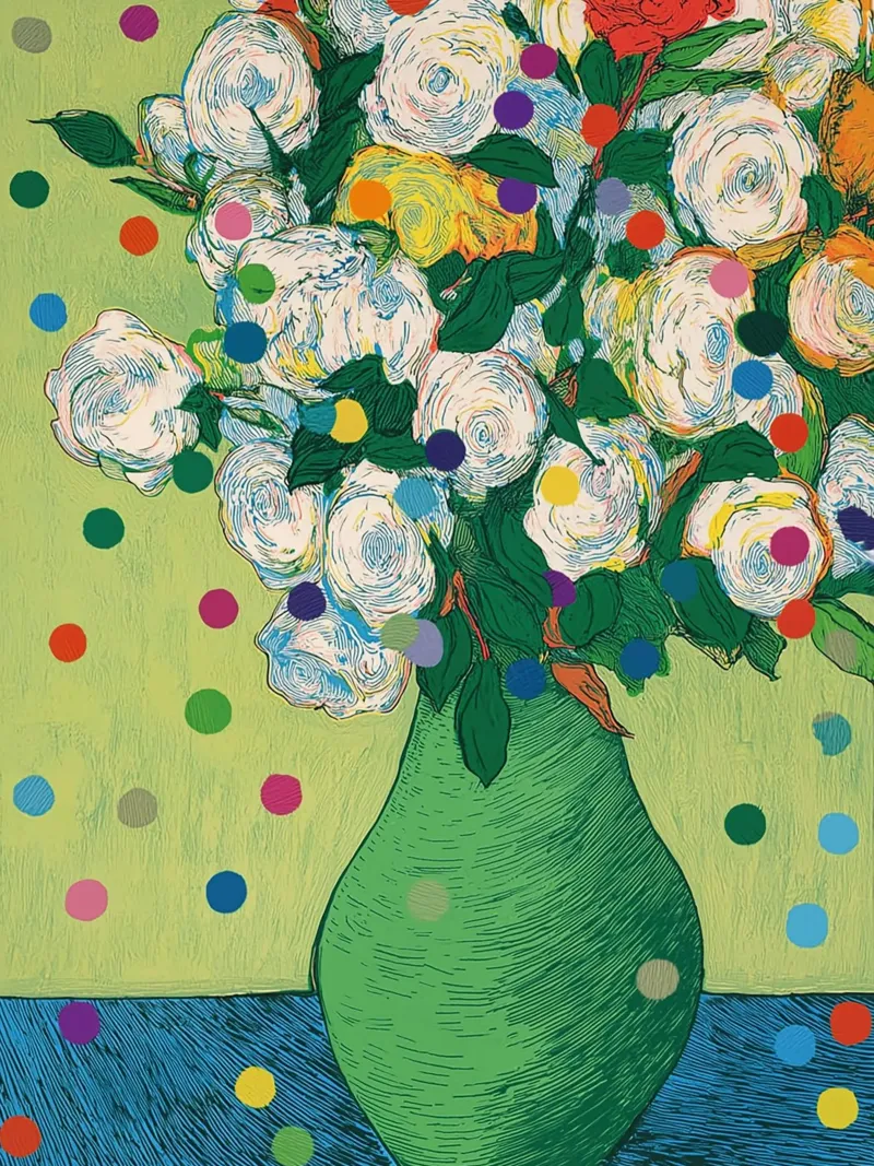 White roses with confetti canvas by Carinaprint