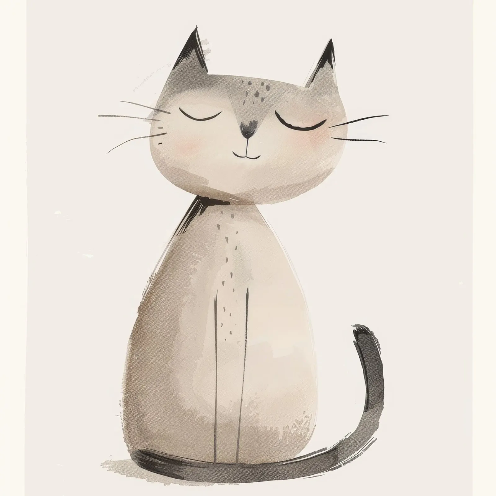 Serene Sitting Cat in Soft Watercolors canvas by DesignDoodle