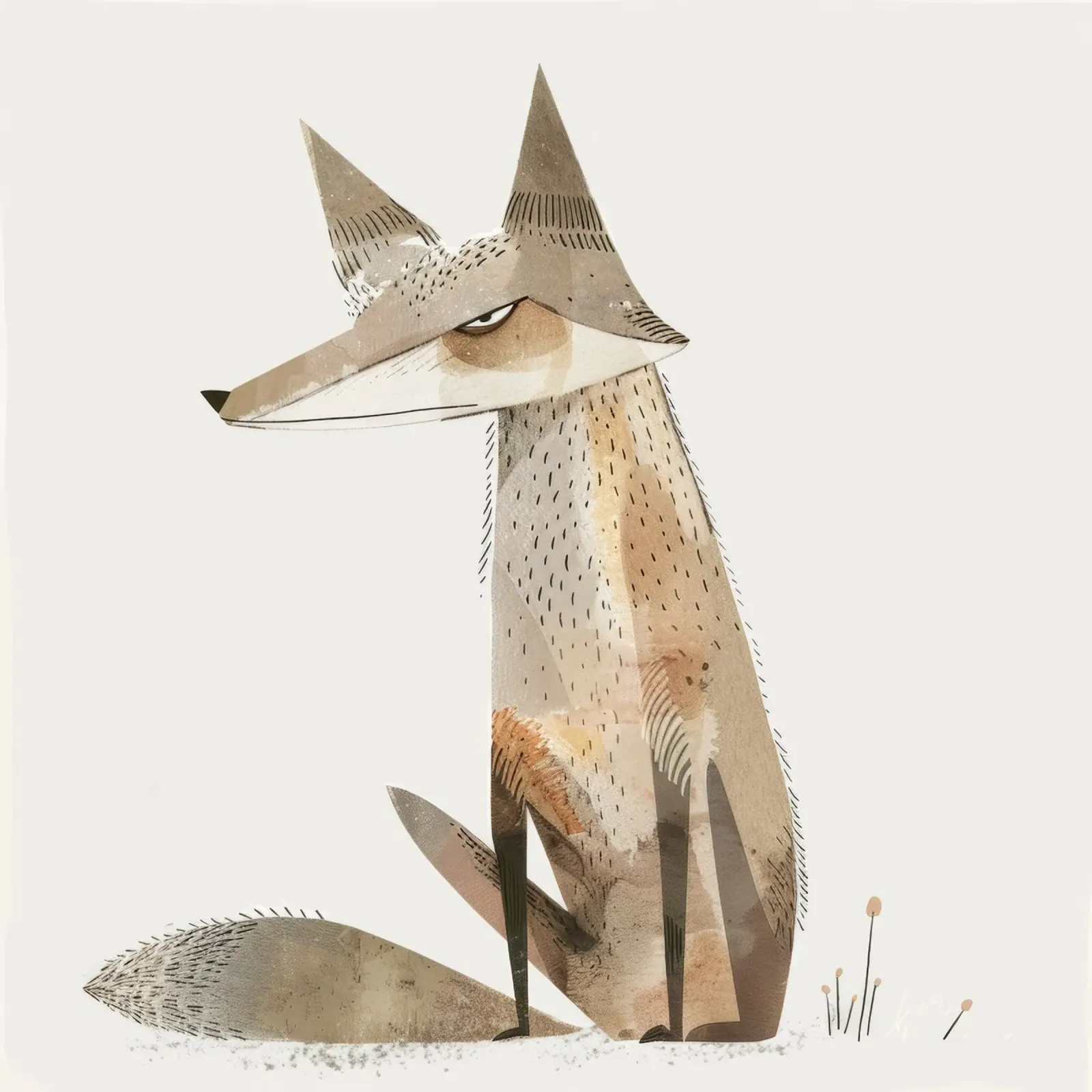 Coyote calmo in tonalità acquerellate pellicola backlit da DesignDoodle
