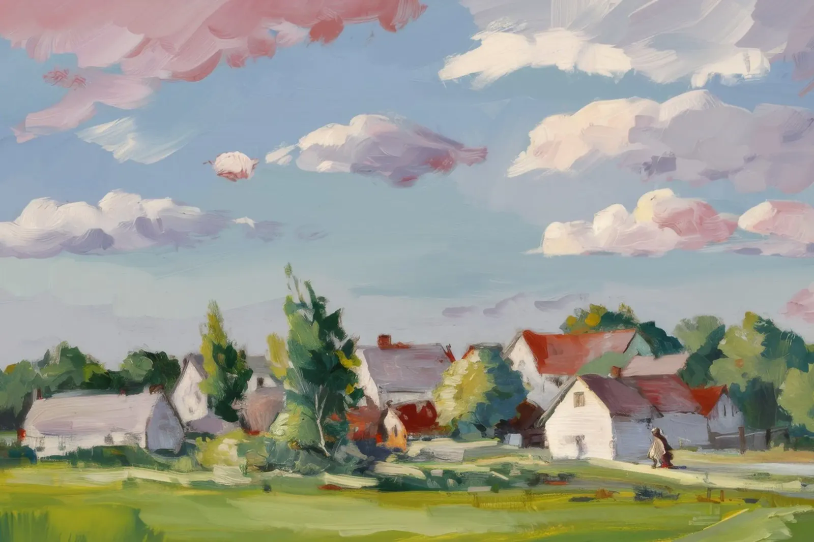 Valley Village Verdure canvas by Celestial Harmony