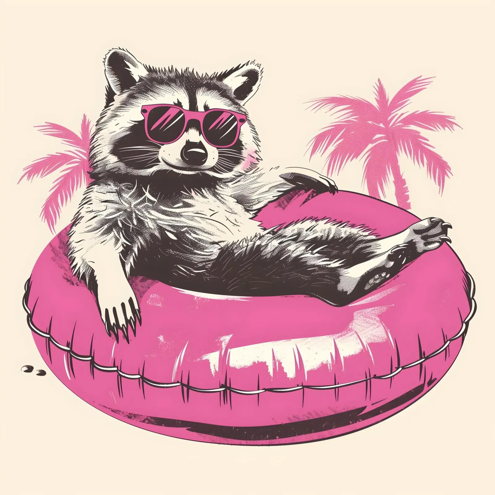 Waschbär mit Sonnenbrille im Schwimmreifen acrylic glass by WILD ART