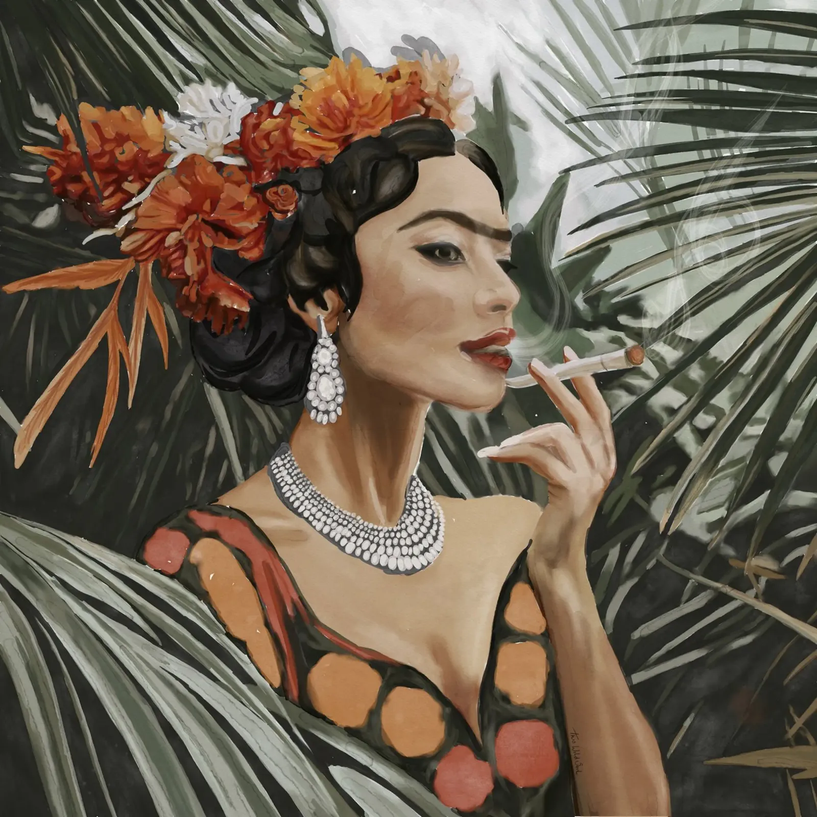 Artista Frida Kahlo giungla palme fiori Icona femminista poster da This Wild Soul - Illustration
