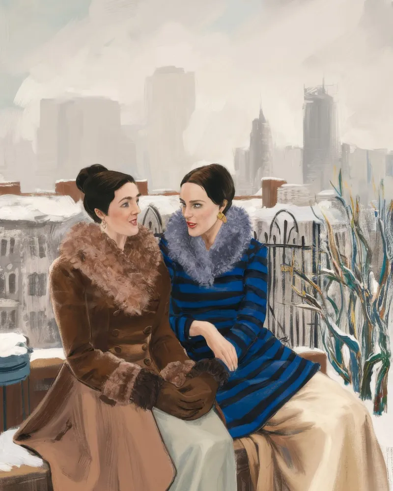 Conversazione sull'età dell'oro poster con telaio in legno da Silk Palette