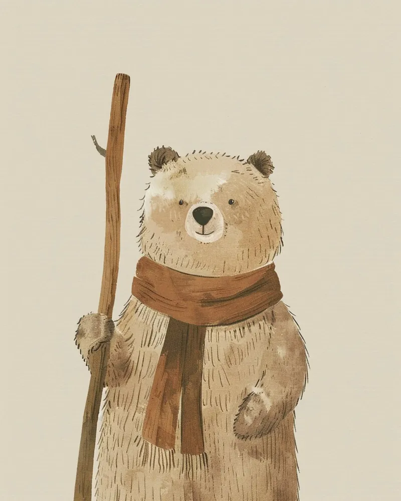 The Brave Little Bear poster con telaio in legno da wonderfolk