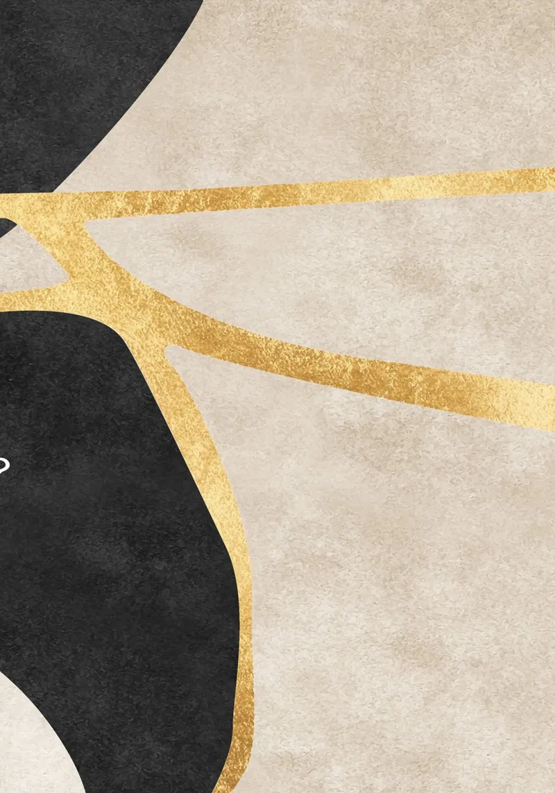abstract art shapes black with gold pellicola backlit da vintageshop