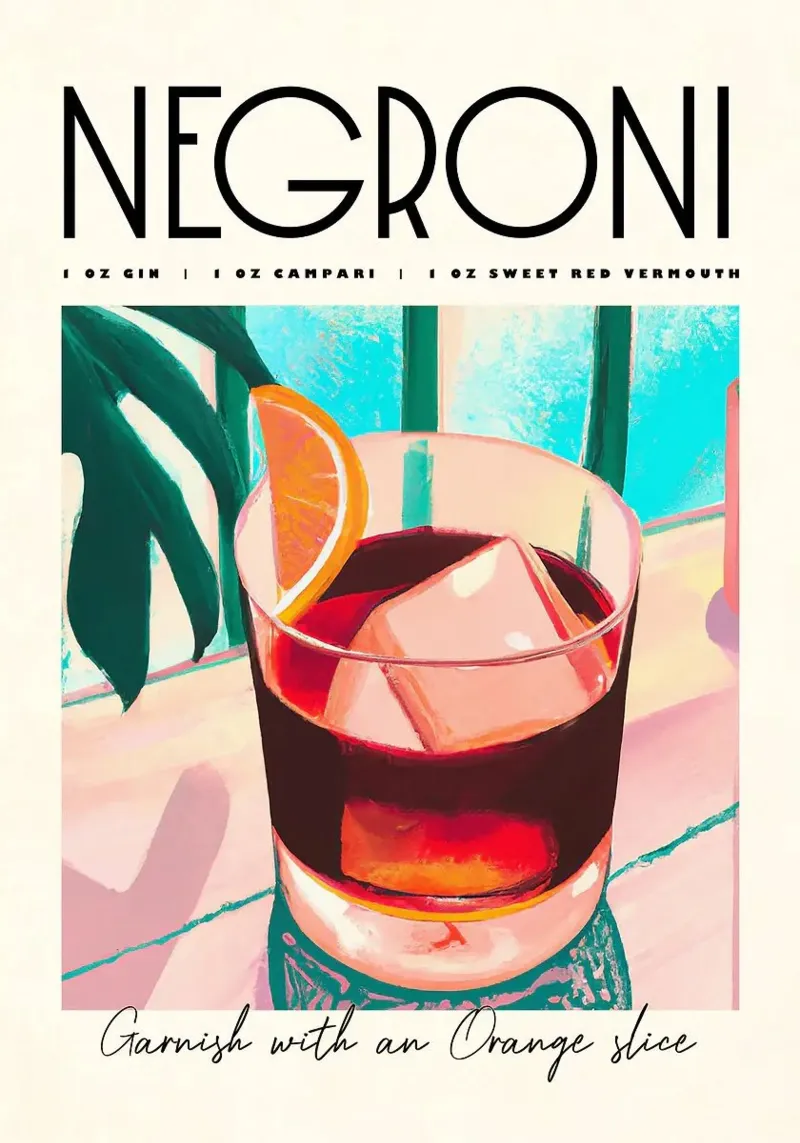 negroni cocktail poster da John C Labut