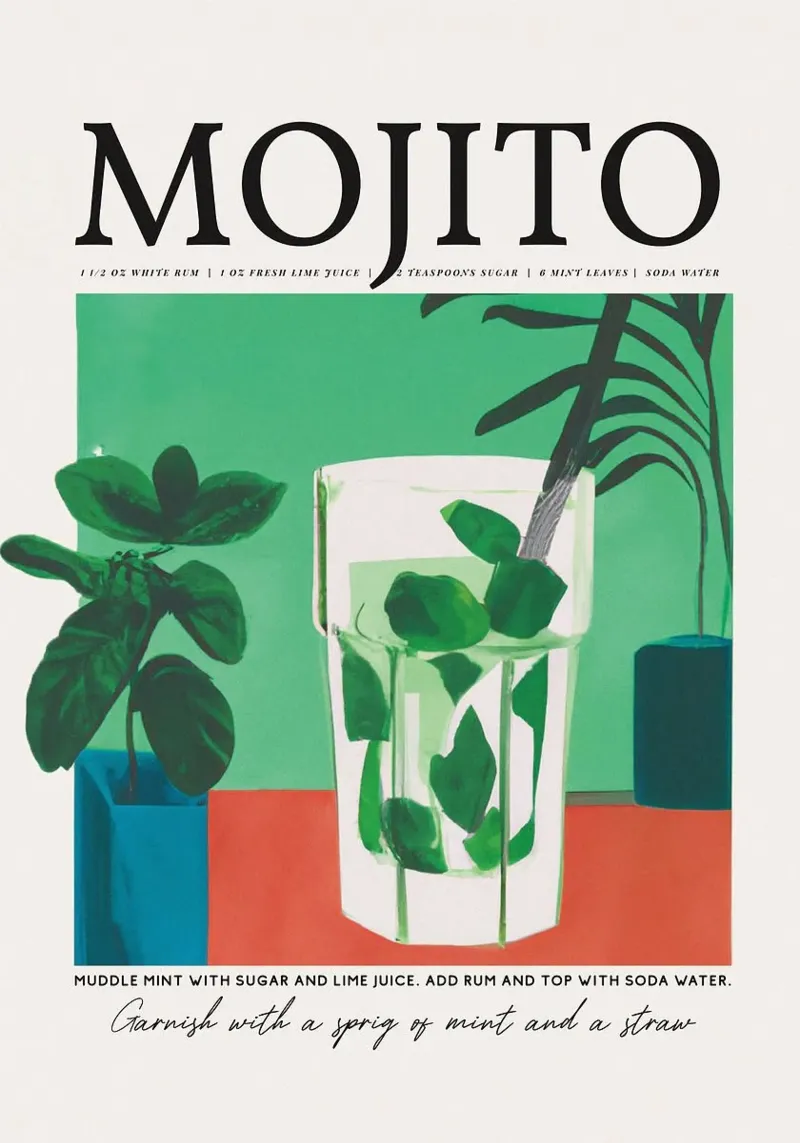 mojito cocktail canvas by John C Labut