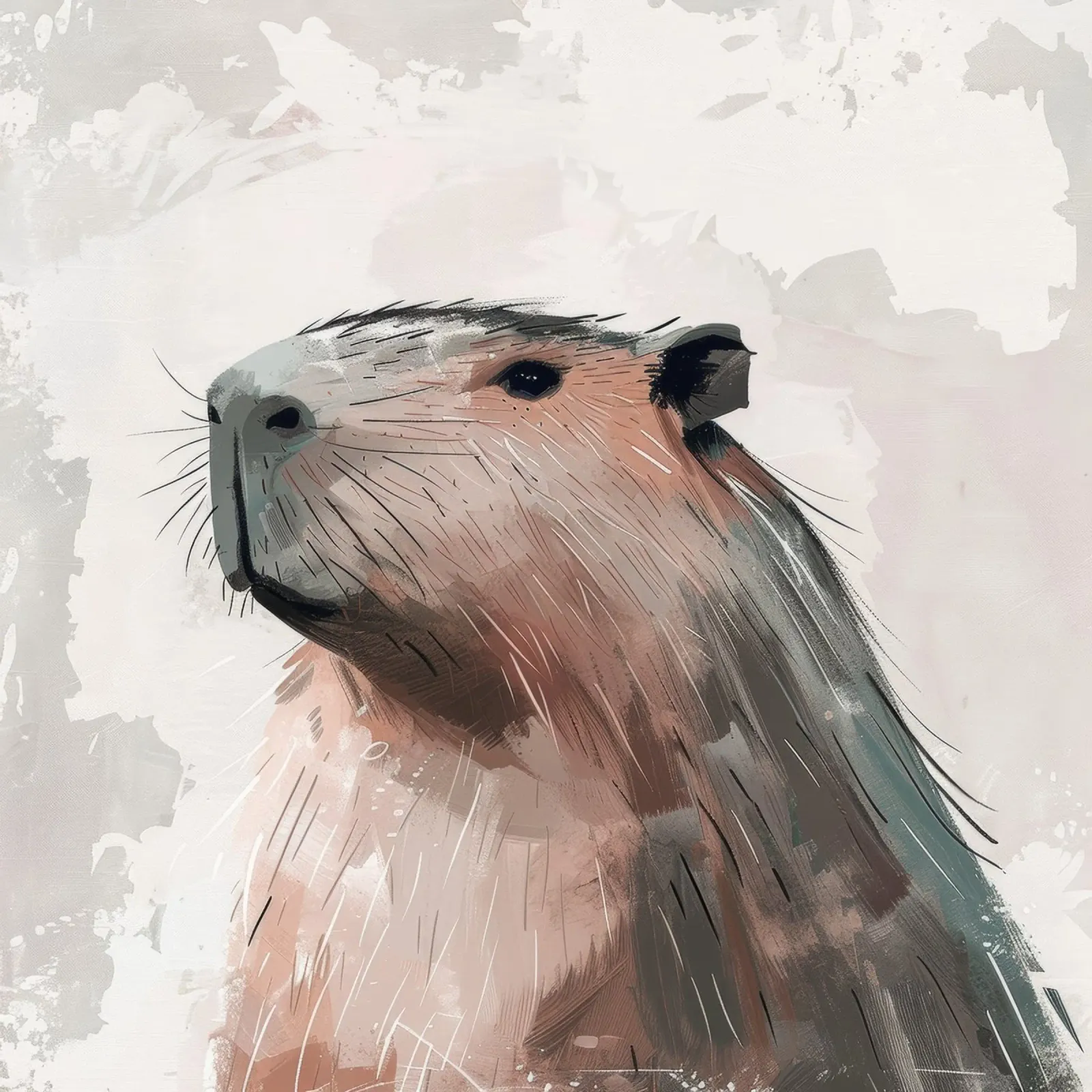 Portrait d'un capybara poster avec cadre en aluminium de DesignDoodle