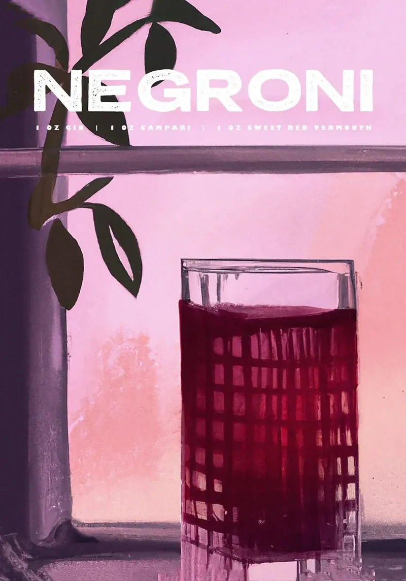 cocktails negroni poster avec cadre en aluminium de John C Labut