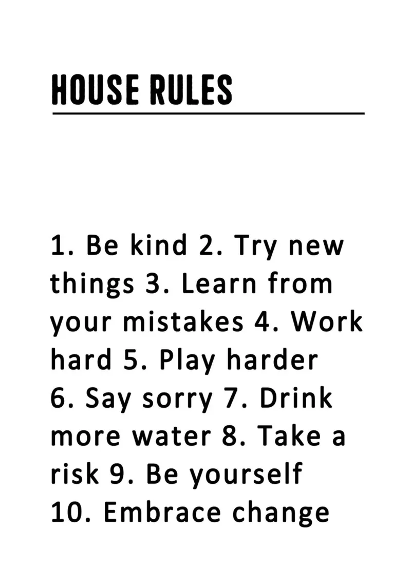 House Rules poster da WORD & WONDER