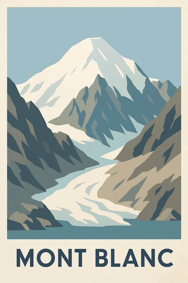 Il Monte Bianco, la forza tranquilla delle vette pellicola backlit da JETLAG | affiches voyage