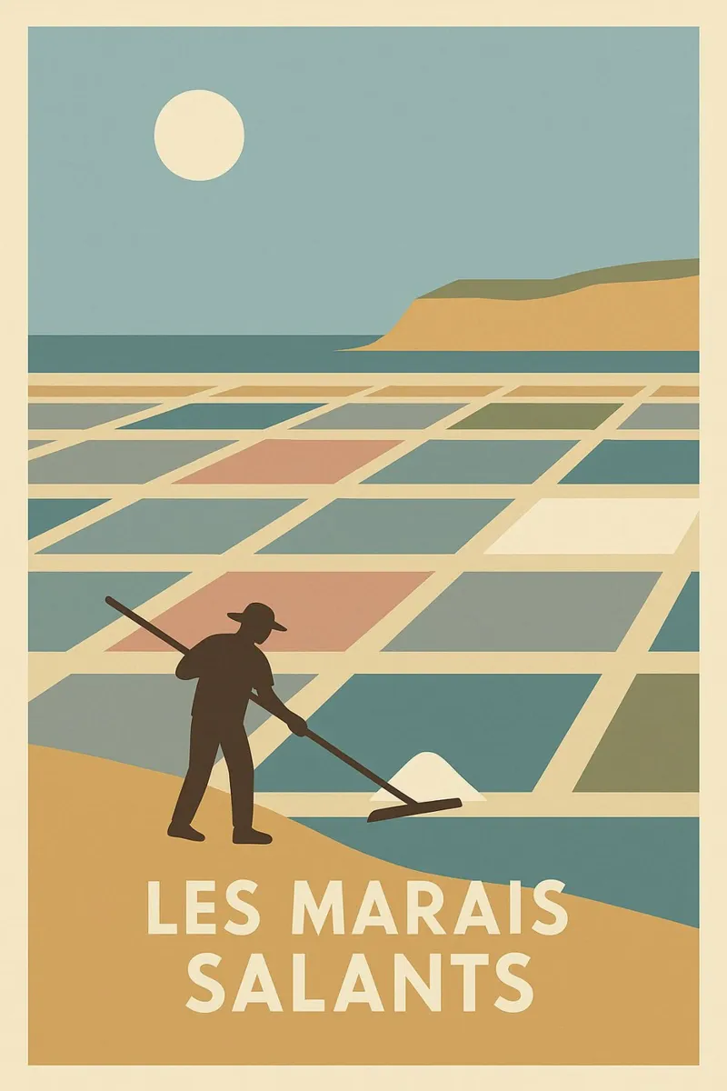 Colori salati e sole estivo in salina poster con telaio in plastica da JETLAG | affiches voyage