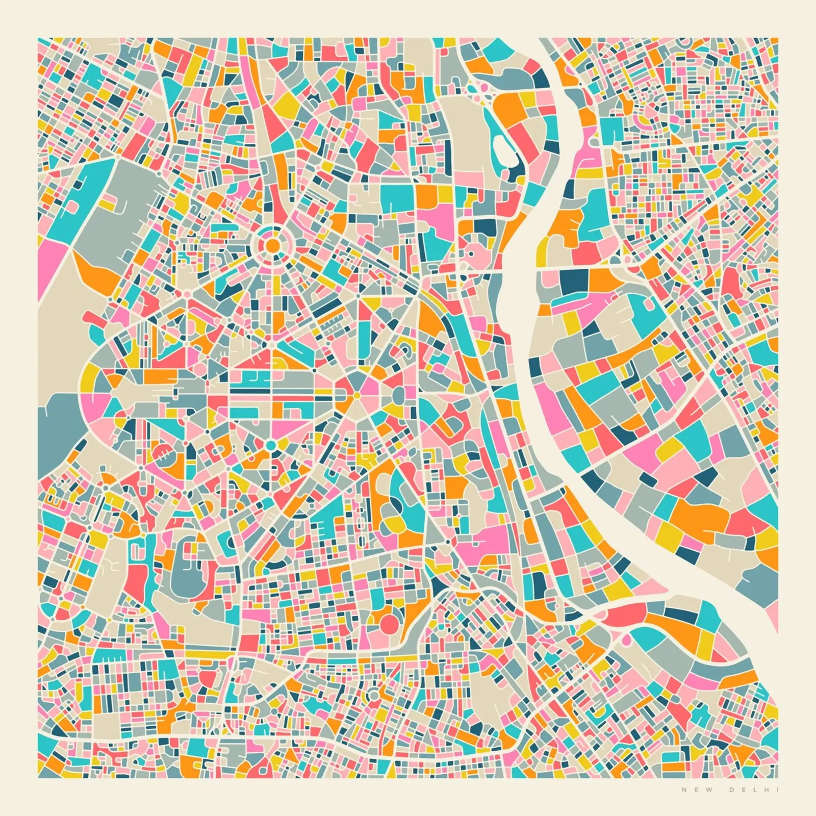 MAPPA DI NUOVA DELHI alluminio dibond da Jazzberry Blue