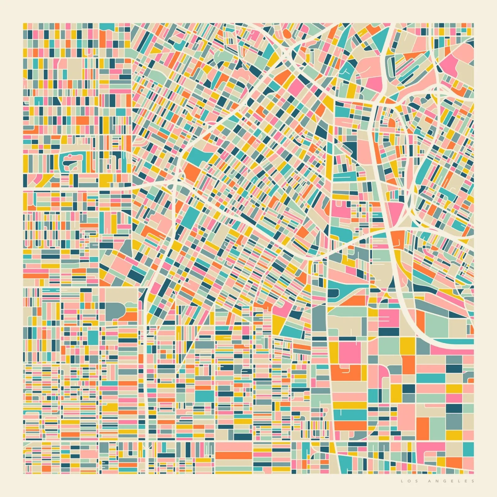 MAPPA DI LOS ANGELES alluminio dibond da Jazzberry Blue