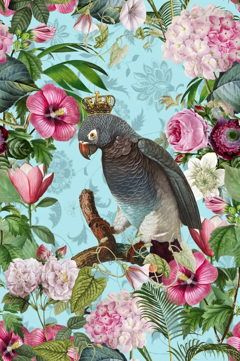 Il re dei pappagalli nel suo regno tropicale plexiglass da Andrea Haase Vintage World