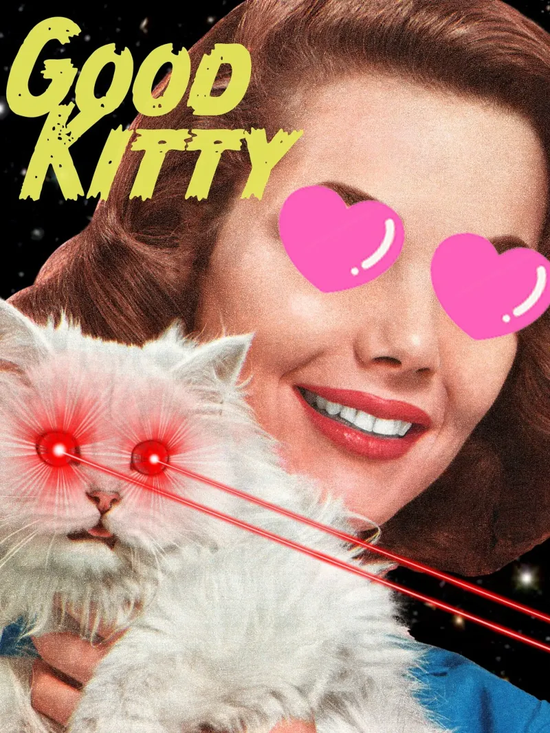 Good Kitty (Space Cat) poster con telaio in legno da MsGonzalez
